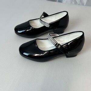 Black Kids Shoes with Rhinestone Strap v2282